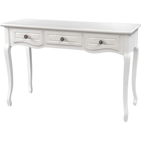 Tavolo bianco shabby elegante cm 120 x40 x 78h tre cassetti (1/3)