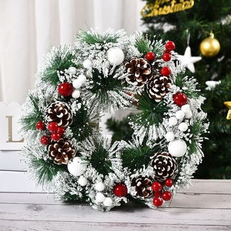Weihnachtskranz, handgefertigter Weihnachtskranz, künstlicher Weihnachtskranz, zum Aufhängen an Tür oder Fenster - Typ 2 (1/4)
