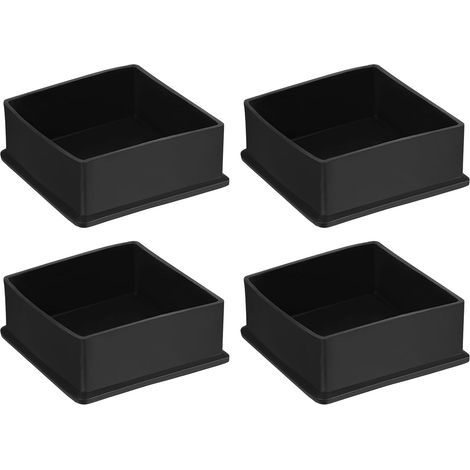 4 Embouts de pieds carrés, 75mm x 75mm, PVC noir, Protection sol, Mobilier intérieur extérieur (1/5)