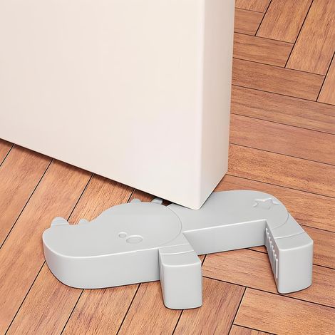 Türstopper, rutschfester Türkeil für den Boden, niedlicher Silikon-Türstopper, Einklemmschutz für Haustiere, flexibel und effektiv, hält Ihre Tür offen (Grau/1 Stück)