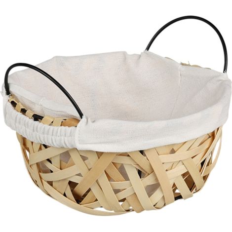 Cestino in vimini per pane e frutta con inserto in tessuto, 20x22xh14 cm (1/4)