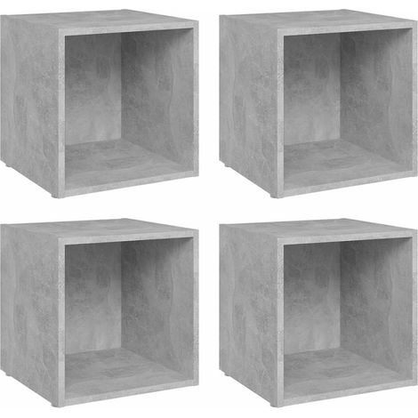 Meubles TV 4 pcs, Étagère TV, Meuble de Salon, Gris béton 37x35x37 cm Aggloméré OIB2212E (1/5)