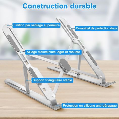 Support Ordinateur Portable, Support PC Portable à 10 Niveaux Réglables, Rehausseur Ordinateur Portable Pliable pour Bureau, Laptop Stand Silicone Antidérapant pour PC et Comprimé, Accessoire Bureau (1/4)