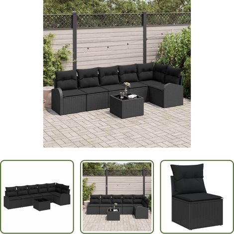 Gartenmöbel - Gartensofa-set Schwarz Poly-Rattan (1/5)