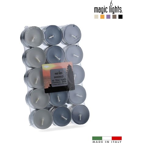 Confezione da 30 candele profumate al legno di sandalo luci magiche da 3,7 cm