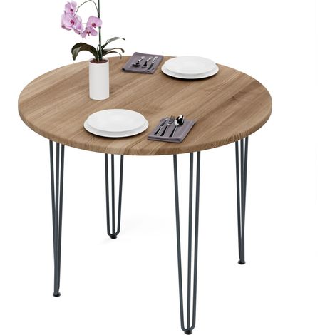 Esstisch rund 90 cm Stärke: 28mm, Farbe: Nussbaum, Beine: Anthrazit (1/5)