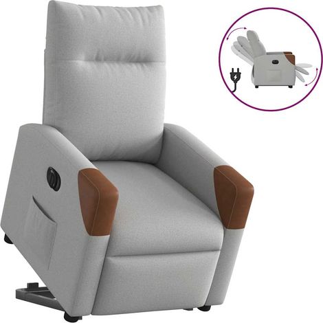 Relaxsessel mit Aufstehhilfe Elektrisch Wolkengrau Stoff
