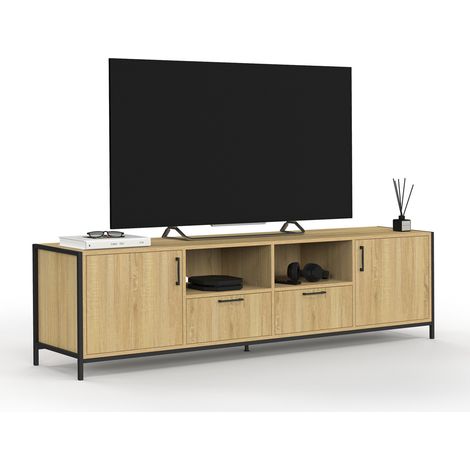 TV-Möbel 180 cm DETROIT 2 Türen 2 Schubladen Industriedesign