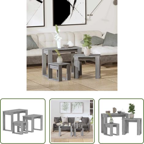 Tables d'appoint - Tables gigognes 3 pcs Sonoma gris Bois d'ingénierie (1/5)