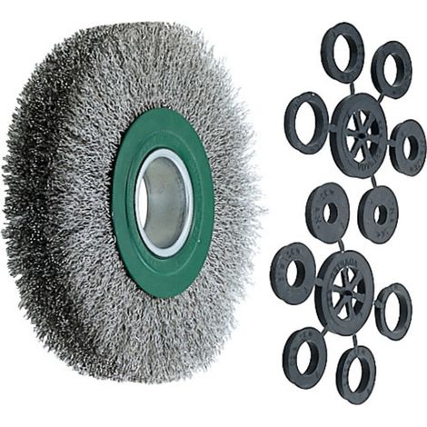 Lessmann Draht-Rundbürste (grün) INOX-Draht 0,30 mm, Bürsten-⌀xBesatzbreite: 150X30 mm