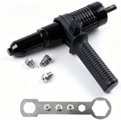 Convertisseur noir pour pistolet à rivets, pistolet à rivets en alliage d'aluminium, perceuse électrique, tête d'extracteur de rivets, pistolet à rivets.