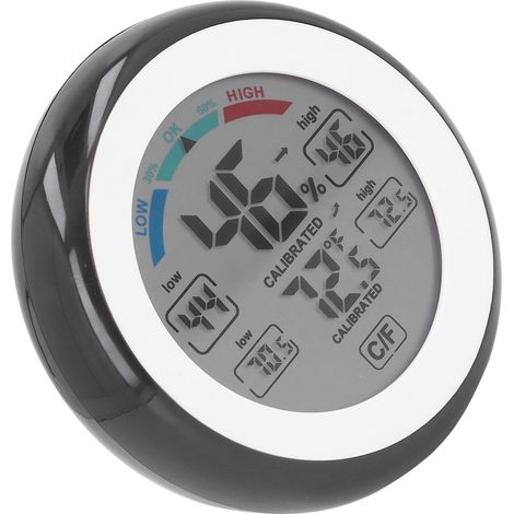 Rundes digitales Thermometer-Hygrometer mit Touchscreen, kabellos, für den Innen- und Außenbereich, mit LCD-Anzeige (1/5)
