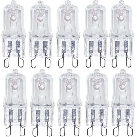 Lot de 10 ampoules halogènes G9 230 V 20 W Clear de rechange pour angle d'éclairage Blanc chaud 2700 K (1/4)