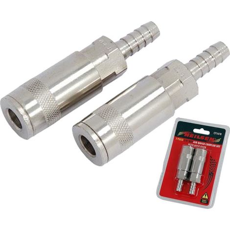 Neilsen 2pc Air Line Fittings Hose Compressor Quick Connector Coupler 3/8" BSP (1/2)