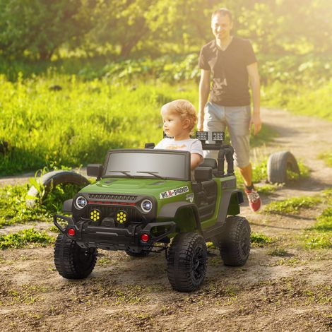 Voiture Électrique Enfants Batterie 12v Télécommande Led Phares Klaxon Musique Article Enfant +3 ans Verte