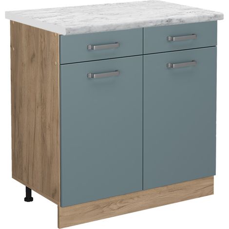 Mobiletto base per cucina R-Line, Grigio-blu, 80 cm PL Marmo, Vicco