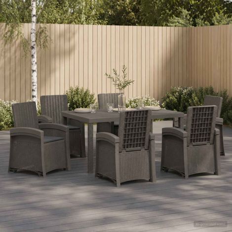 vidaXL Conjunto de Comedor de Jardín 7 uds. Gris Claro y Antracita PP (1/5)