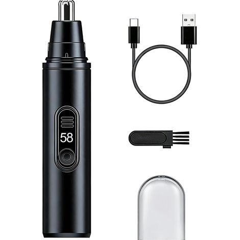 Tondeuse Nez et Oreilles USB Rechargeable avec Écran LCD, Étanchéité IPX7, Rasoir Haute Précision pour Hommes et Femmes, Ultra-Silencieux, Recharge Rapide, Compact et Portable, Autonomie Longue Durée (1/5)