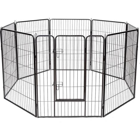 Espace sécurisé parc pour chien 8 panneaux en métal pliable avec porte, clôture robuste 40 pouces pour animaux (1/5)