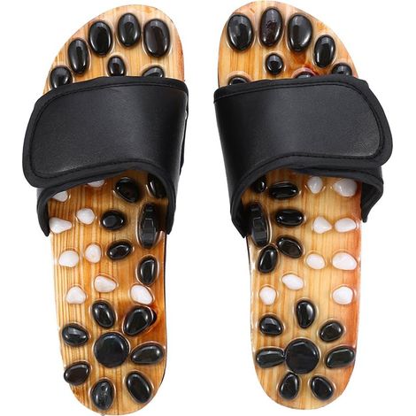 Fußmassage-Slipper für Reflexzonenmassage, Naturheilkunde und Akupunktur (Schwarz, Größe 39) (1/5)
