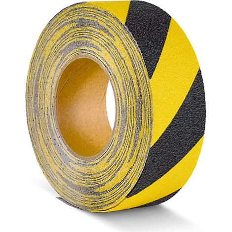 Moravia Revêtement antidérapant jaune/noir autocollant en rouleau 50 mm × 18,3 m (1/2)