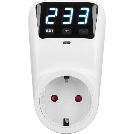 Protecteur de tension 16 A / 3680 W — Prise de protection contre les surtensions avec affichage numérique pour appareils électroménagers, réfrigérateurs et climatiseurs (Prise européenne 230 V) (1/5)