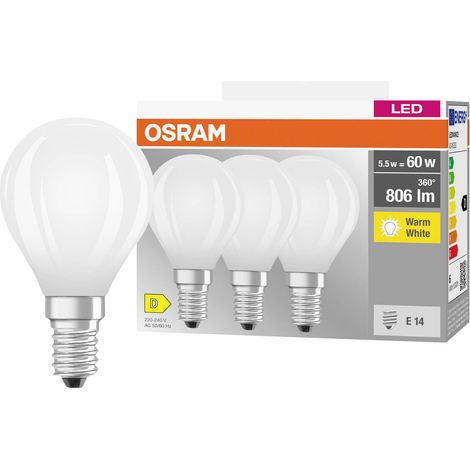 OSRAM Lampe à filament star, E14-base, verre dépoli ,Blanc chaud (2700K), 806 Lumen, Remplacement de la traditionnelle 60W-Ampoules 3-Pack