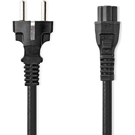 Cable dalimentation fiche avec contact de terre male cei 320 c5 droit droit nickele 300 m rond pvc noir etiquette (1/3)