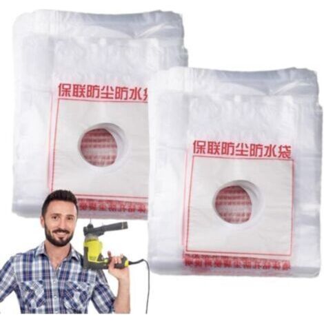 Collecteur Poussière Perceuse - Récupérateur Poussières Cache-Poussière Sac Perceuse Murale Pour Scie Cloche, Dispositif Antipoussière Pour Perforateur, 100 Sacs PE Renforcés Pour Maison Jardin Br