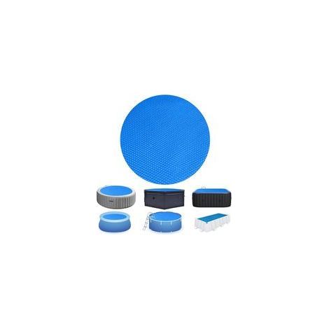 Couverture de piscine ronde à énergie solaire de 160 cm, couverture isolante à bulles bleu millimétrique, adaptée aux piscines hors sol, enterrées et aux spas