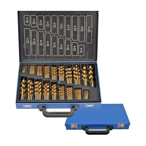 SET 170 PUNTE ASSORTITE PER TRAPANO HSS DORATE IN TITANIUM 1mm - 10mm VALIGIA