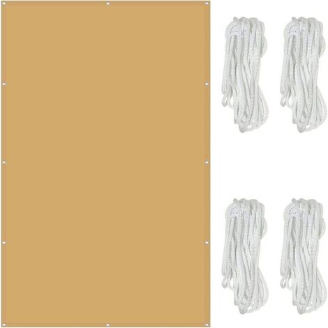 Voile d'ombrage Imperméable Rectangulaire 2 x 3 m Une Protection des Rayons UV à 98% Voile D'ombrage Toile, avec Cordes de 1.5 m pour en Plein air, Jardin & terrasse,Crème (1/5)