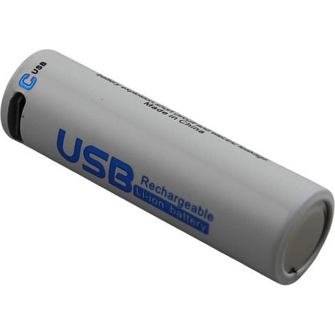 Pile 1.5V 1700mAh Compatible 14500 AA avec Port USB-C Rechargeable (1/2)