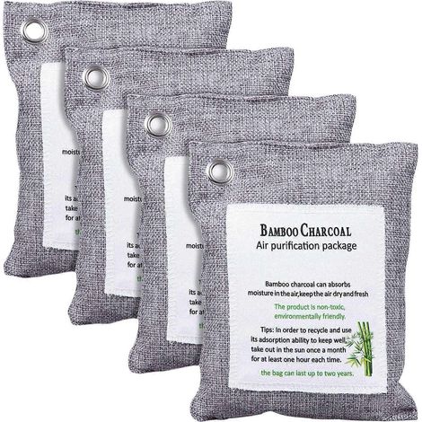 Activated Bamboo Charcoal Bag Odor Remover 200gx4, Air Purifying Bags-- (1/5)