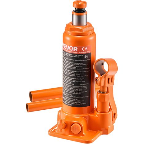 Cric Bouteille Hydraulique Grande Capacité 4 T, Cric de Levage pour Voiture Plage de Levage 185-350 mm, pour Entretien Réparation Automobile et Équipement Agricole, Atelier Garage, Orange (1/5)