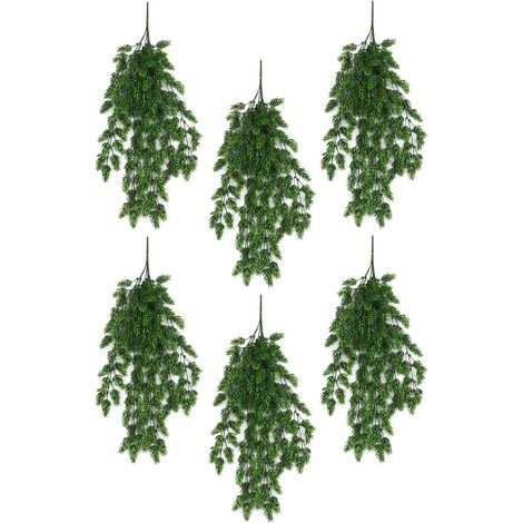 Pack of 6 x Hanging UV and Fire Resistant Artificial Clustered Fern Plant 128cm - Premium Quality (1/4)