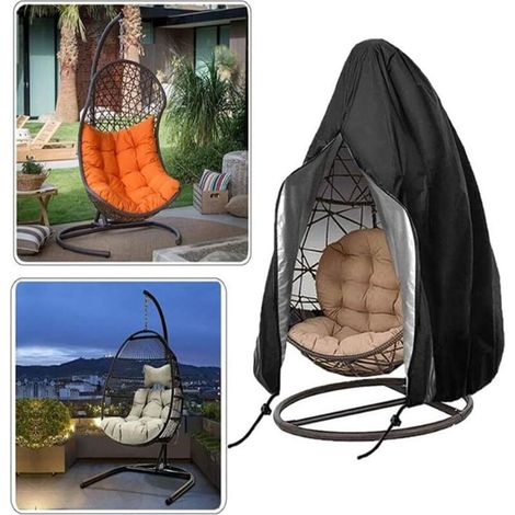 Couverture de Fauteuil Suspendu Housse de Protection pour œufs Chaise Housses Imperméable pour Mobilier Balancelles de Jardin Noir