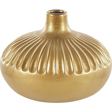 Decorative Vase CERCEI Stoneware 20 cm Gold