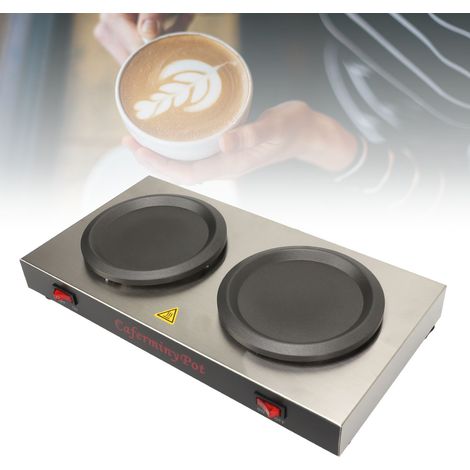Chauffe-café commercial, plaque chauffante à double brûleur, chauffe-carafe portable en acier inoxydable, convient aux cafés, salons, buffets, événements et à un usage commercial, sans BPA, norme euro (1/5)