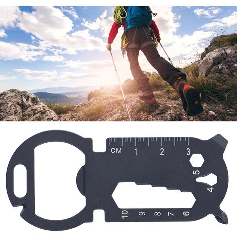 Carte Multifonction Acier Inox Ouverture Bouteille Tournevis Clé Règle Outils Camping Randonnée