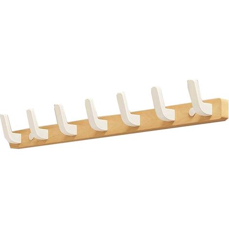 Wandhaken, Kleiderbügel hinter der Eingangstür der Testkabine, Wandhaken für Kleidung und Hüte in der Eingangshalle (Holzfarbe, 65 cm) (1/4)