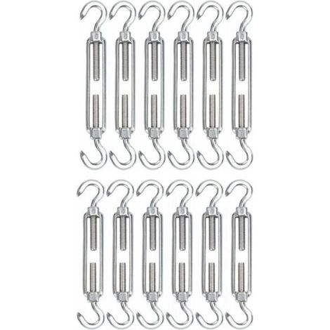 M5 Tendeur Cable Acier Inoxydable, Lot de 12 Tendeur de Fil Crochet et Crochet Rglable Heavy Duty Te (1/5)