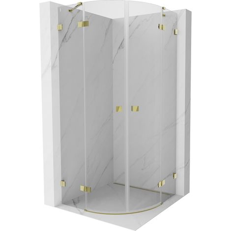 Mexen Lunar cabine de douche demi-circulaire 100 x 100 cm, transparent, dorée - 833-100L-100P-50-00 (1/5)