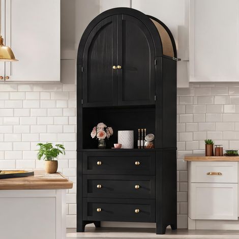 Buffet coloris noir en MDF 70 x 35 x 180 cm (1/5)