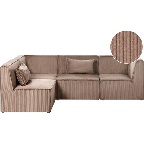 Sofá 4 plazas de pana asiento moderno derecho sala de estar beige arena Lemvig (1/5)