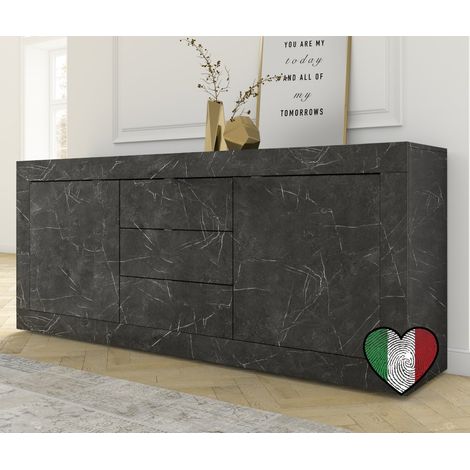 Credenza da soggiorno Marmo nero, 2 ante e 3 cassetti - Basic (1/3)