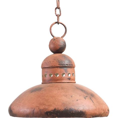 Industrieller nicht elektrifizierter Hängeleuchter L29xPR29xH35 cm aus Eisen mit antikem orangefarbenem Finish