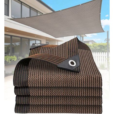 Tela de sombra, 2 x 4 metros, toldo para coche, malla de protección UV, para jardín, patio, balcón y piscina, marrón café. (1/5)