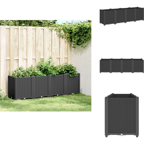 Jardinière noir 160x40x53 cm polypropylène - Jardinier Noire - Jardinière Extérieure - Pot De Fleurs En Polypropylène - Jardinière Modulable - Jardinière Design (1/5)