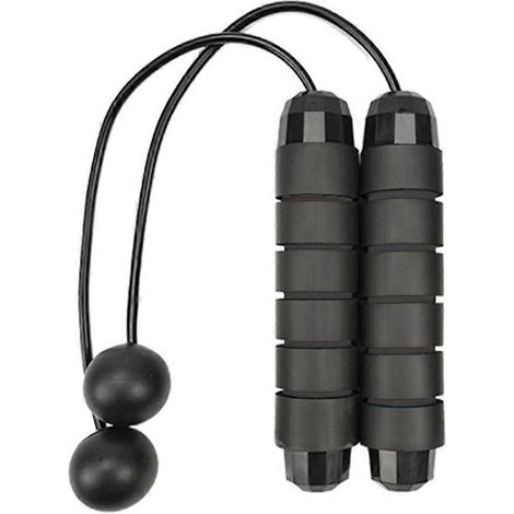Corde à sauter sans fil - pour l'entraînement en intérieur, idéale pour les petits espaces, entièrement noire (1/4)